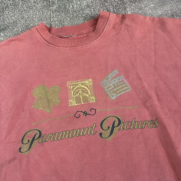 Mens Vintage 90s Paramount Pictures Pastel Pink Promo Crewneck Sweatshirt Sz 2XL - Picture 3 of 4